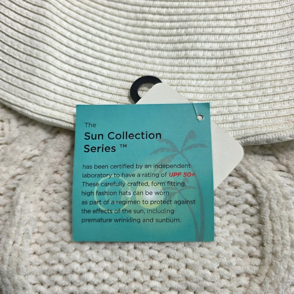 David & Young‎ Sun Hat White EXTRA Wide Brim Bow FLOPPY UPF 50+  Women OSFM New